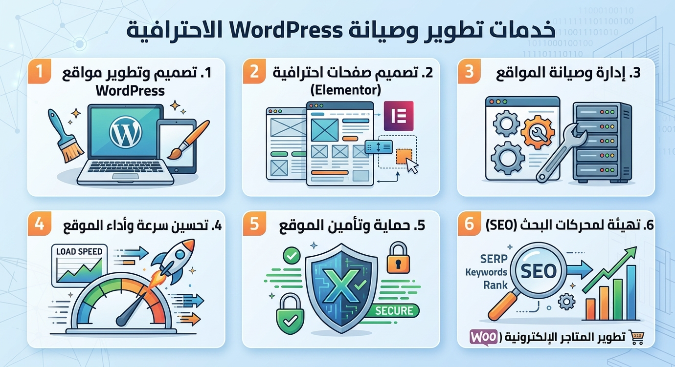 خدمات تطوير و إدارة مواقع wordpress WordPress Developer Fathi Kheiry